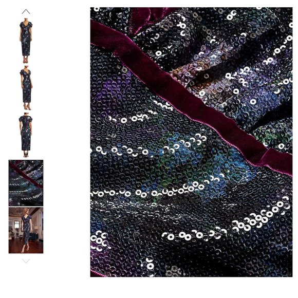 SALE Marchesa Notte Cap Sleeve Sequin Floral Dress NWOT - Picture 2 of 11